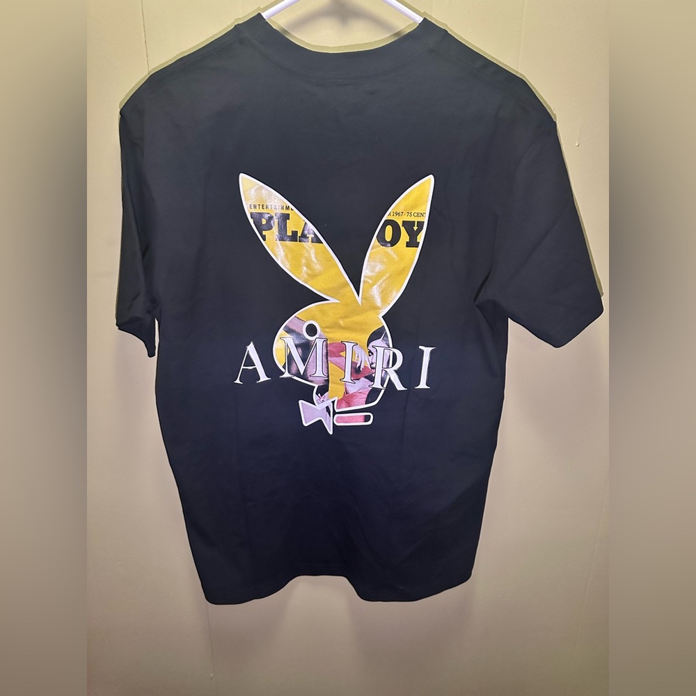 Amiri Black Tee with Yellow Graphic
